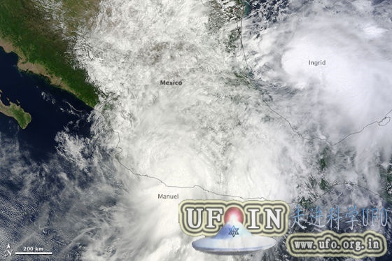 每日卫星照：墨西哥遭遇两热带风暴夹击的图片